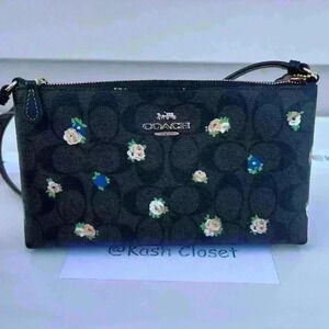 Coach Crossbody Zip Top With Mini Rose Print